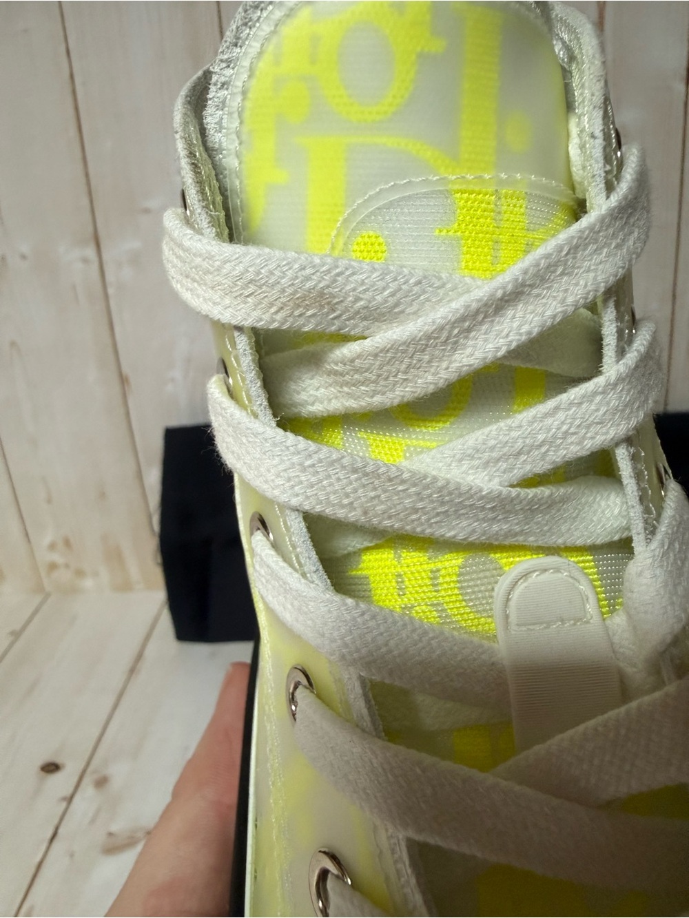 Christian Dior B23 Technical Canvas Oblique High-Top Sneaker Yellow Sz 35 / 5 - Picture 9 of 14